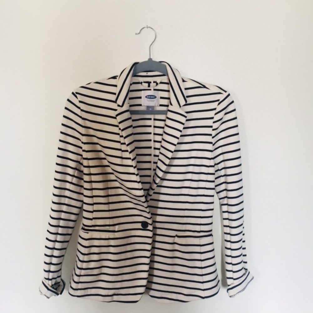 Black and white striped blazer